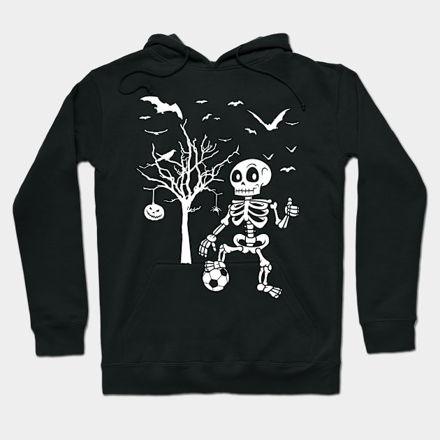 Soccer Skeleton Halloween Men Boys Soccer Player Halloween Hoodie by folidelarts